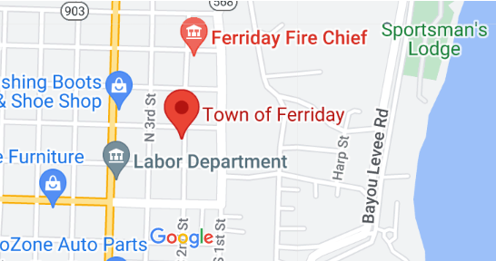 A map of the town of ferriday, louisiana.